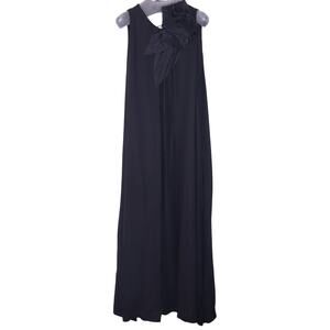 FABIANA FILIPPI Feather Embellished Maxi Dress Black Lined Lagenlook Women's XL